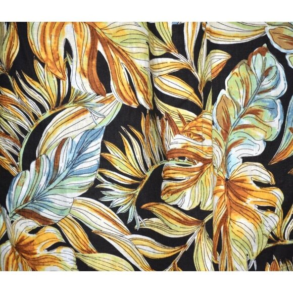 Panama Jack Women's XL Black Yellow Floral Blouse Top Linen Blend Keyhole Neck - Picture 9 of 12